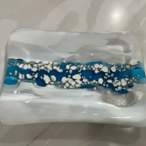 “Cerulean Splash” Small Dish 4″ x 6″ - Fused Glass