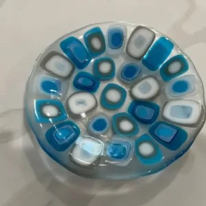 “Azure Echo” Small Dish 5″ - Fused Glass