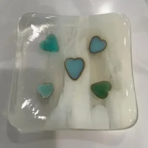 “Whispers of Affection” Small Dish 3″ x 3″ - Fused Glass