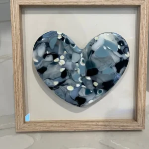 “Whisper of Love” Framed Heart 8″ x 8″ - Fused Glass