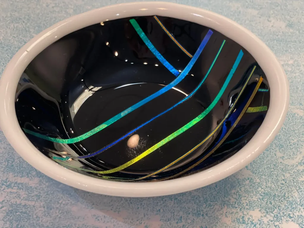 Black and White 7" Bowl with Dichroic accents - Image 3