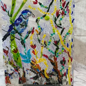 Bird in the flowers - Fused Glass