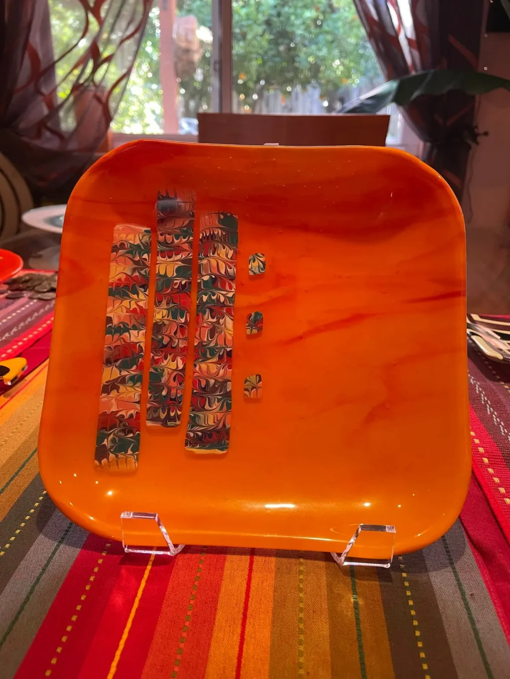 8″ Orange Plate - Fused Glass