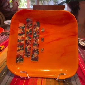 8″ Orange Plate - Fused Glass