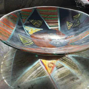 16″ Aztec Design Bowl - Fused Glass