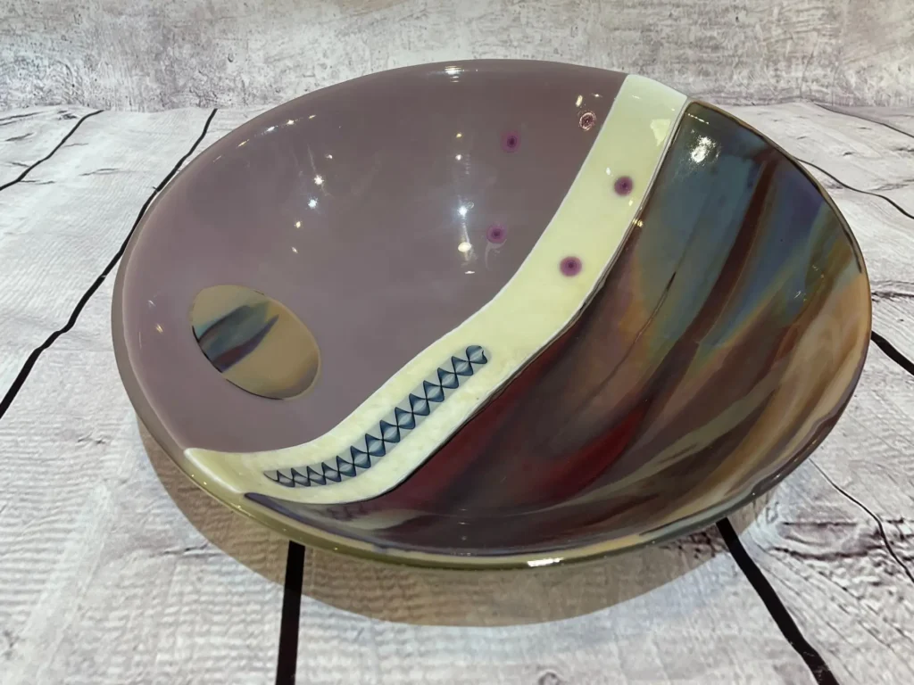 11″ Fused Glass Bowl – Purples - Fused Glass