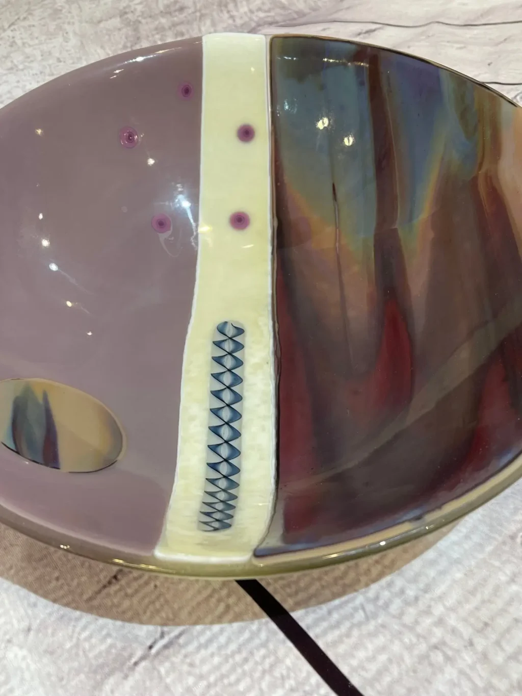 11" Fused Glass Bowl - Purples - Image 2