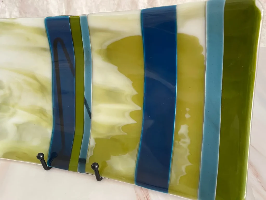 7 1/2" x 15" Green and Blue Strips Tray - Image 4