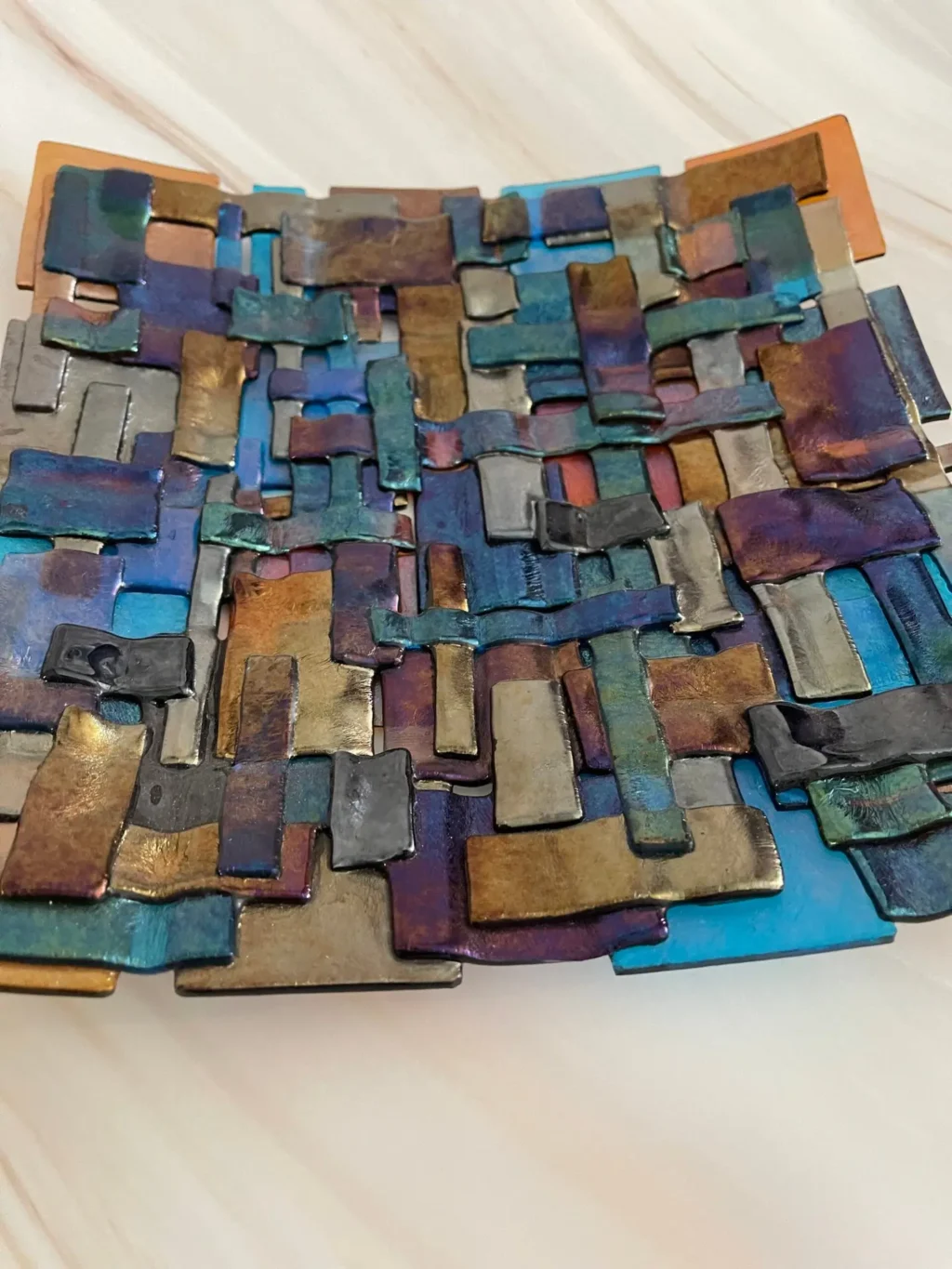 Iridescent Medley of Colors 10″ x 10″ - Fused Glass