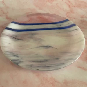 White, Pink, and Blue 12″ Plate / Tray - Fused Glass