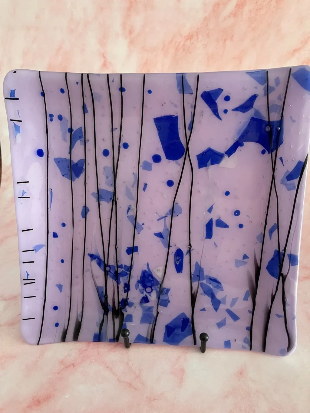 Light Purple and Blue 10″ Square Tray - Fused Glass