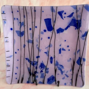 Light Purple and Blue 10″ Square Tray - Fused Glass