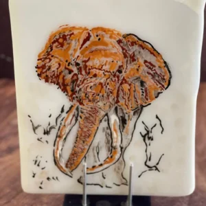 Elephant Art 8″ x 9″ - Fused Glass