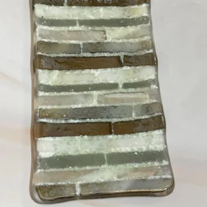 Gray, Taupe, Iridescent, Clear, and Cream Tray - Fused Glass