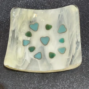 5″ x 5″ Heart Dish - Fused Glass