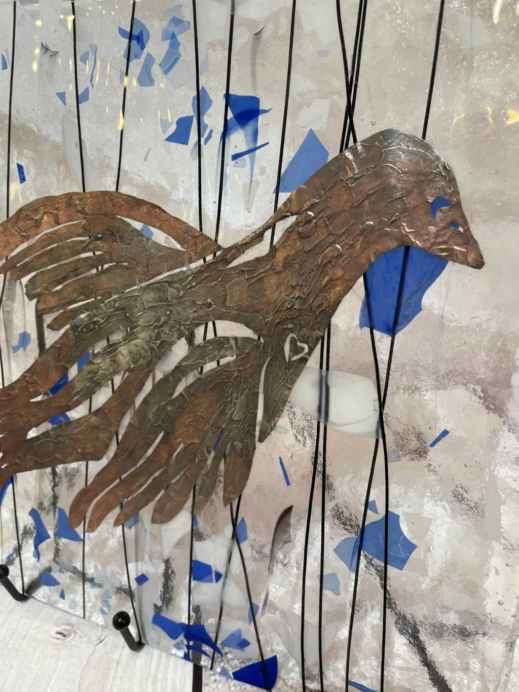 Copper Foiled Bird 12" x 12" Art - Image 2