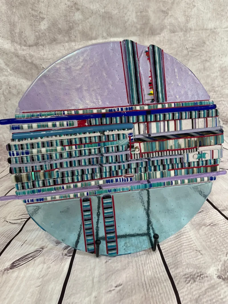 12″ Circle Transparent Purple and Blue - Fused Glass