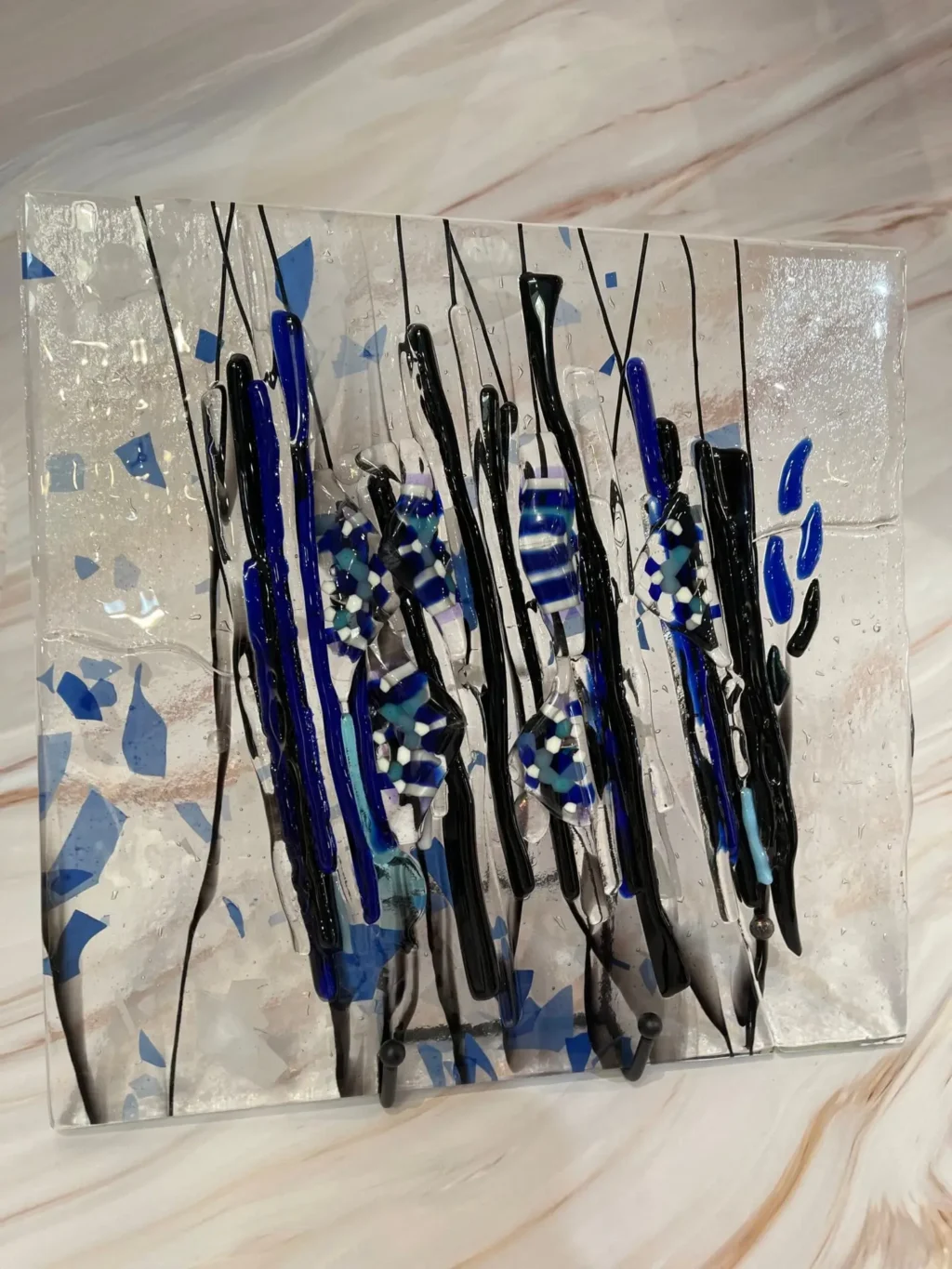 Blues Abstract Fused Glass Art - Fused Glass