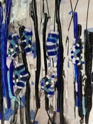 Blues Abstract Fused Glass Art - Image 3