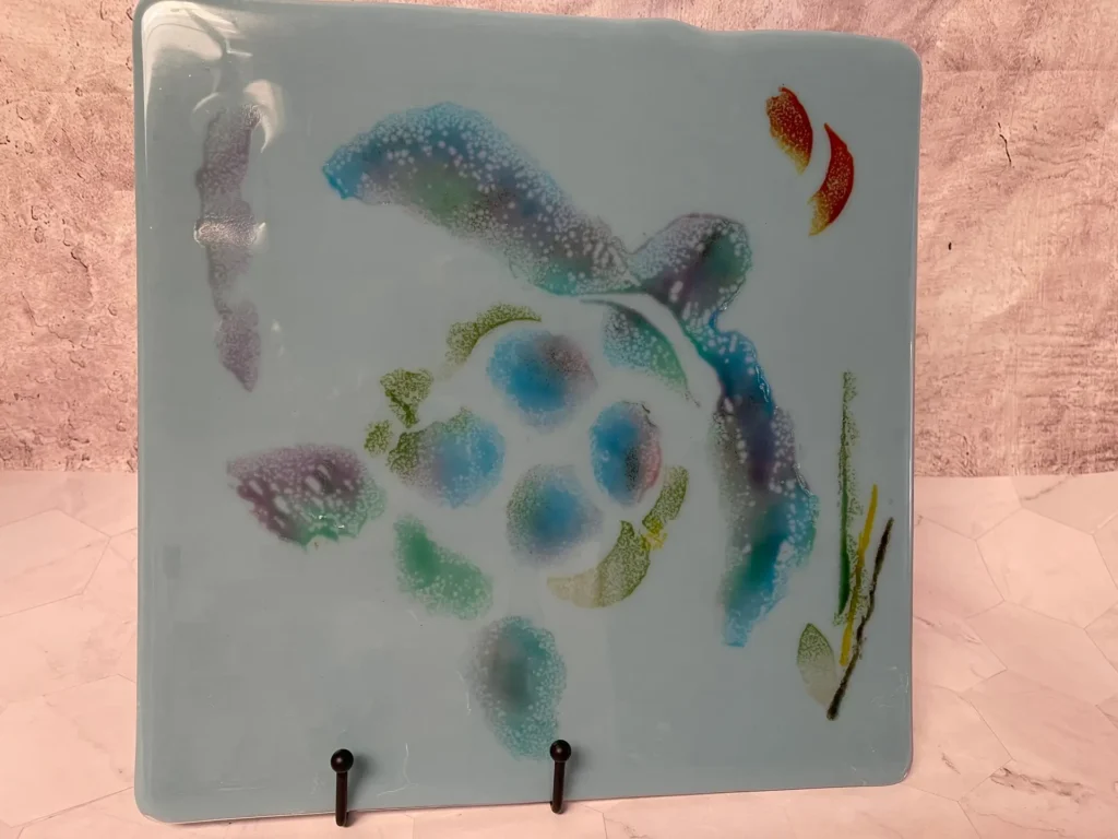 Fused Glass Turtle 12″ x 12″ - Fused Glass