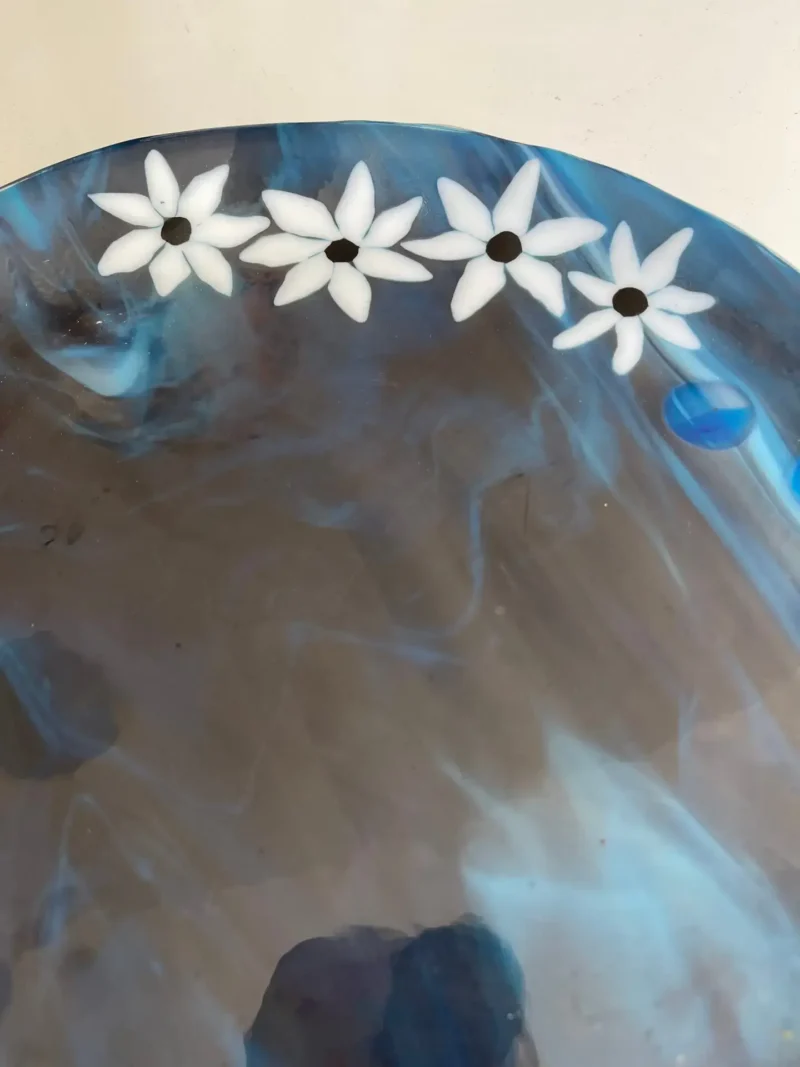 Copper Blue and White Tray with Daisies 11" - Image 2