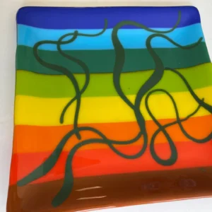 10″ X 10″ Rainbow Tray - Fused Glass