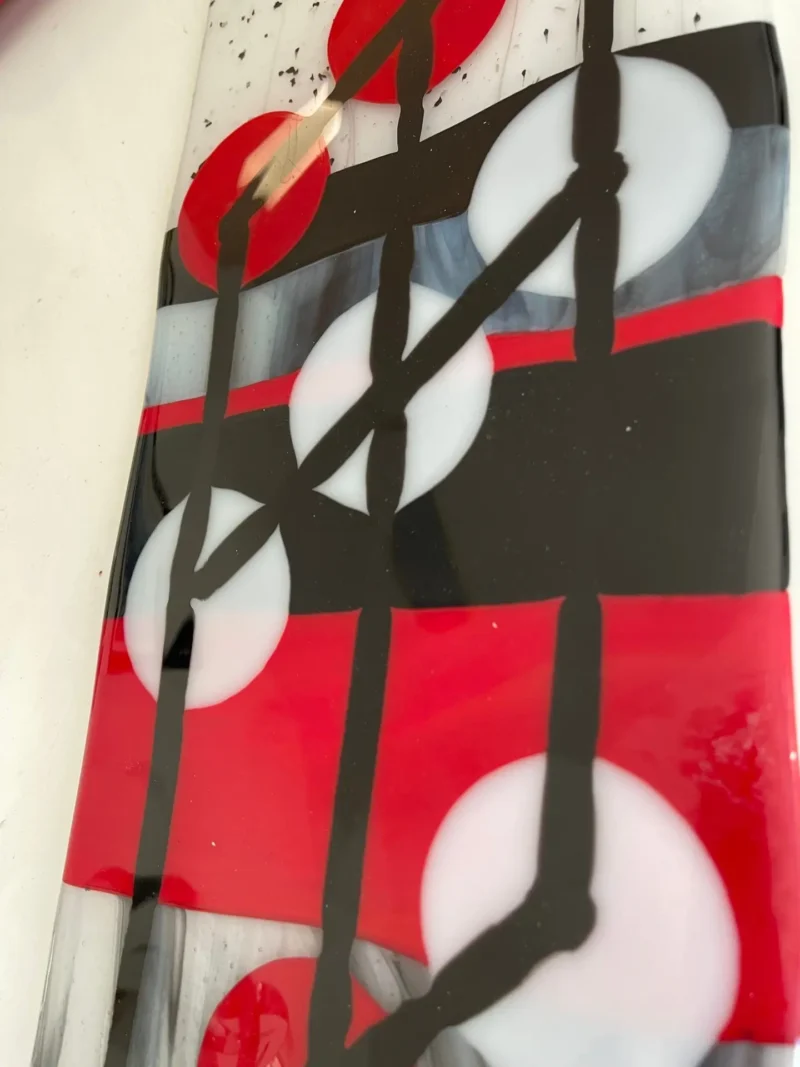 Black. Red, and White Wall Art 7″ x 18″ - Fused Glass