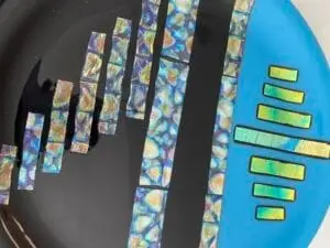 Black, Blue and Dichroic Stripe Tray 12" - Image 2