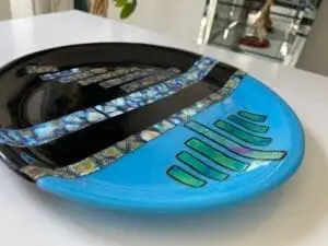 Black, Blue and Dichroic Stripe Tray 12" - Image 3