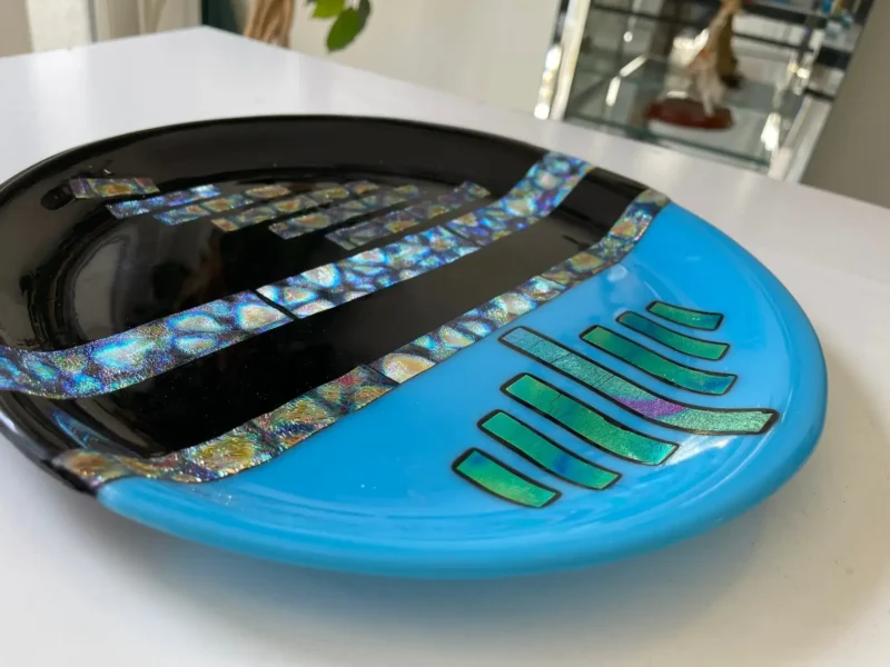 Black, Blue and Dichroic Stripe Tray 12" - Image 3