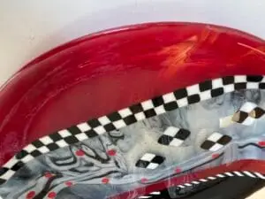 Red, Black and White with Racing Checkerboard Tray 12" Round - Image 3