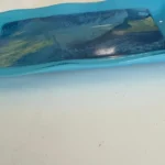 Blue Tray with Watercolor Display in the Center 6 1/2″ x 12″ - Fused Glass