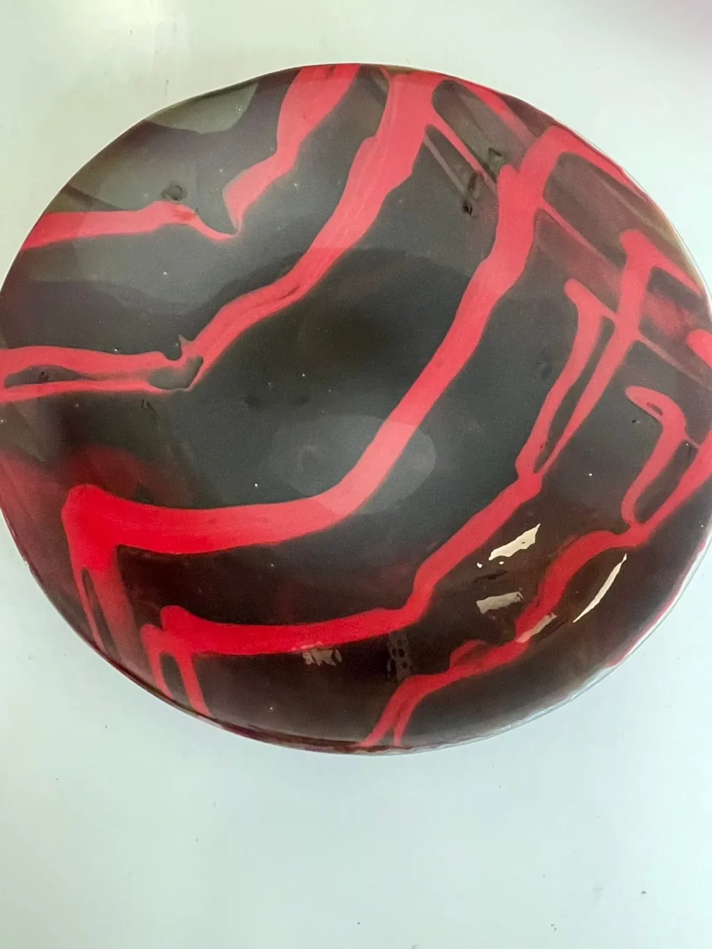 15″ Bowl Black and Red - Fused Glass