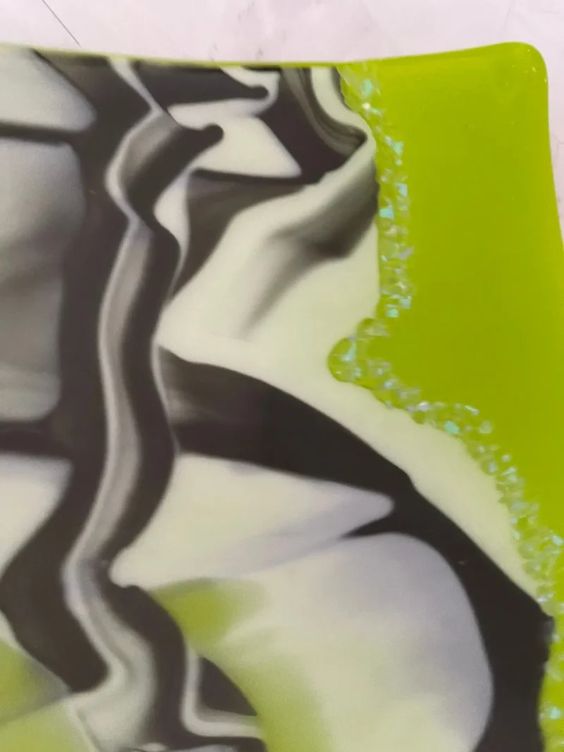 Green Backing to a Flowing Black and White Design 10" x 10" - Image 2