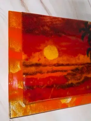 Tequila Sunrise - Fused Glass Sunscape 12" x 10" - Image 2