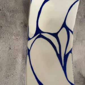 White and Blue Abstract Tray 6″ x 12″ - Fused Glass