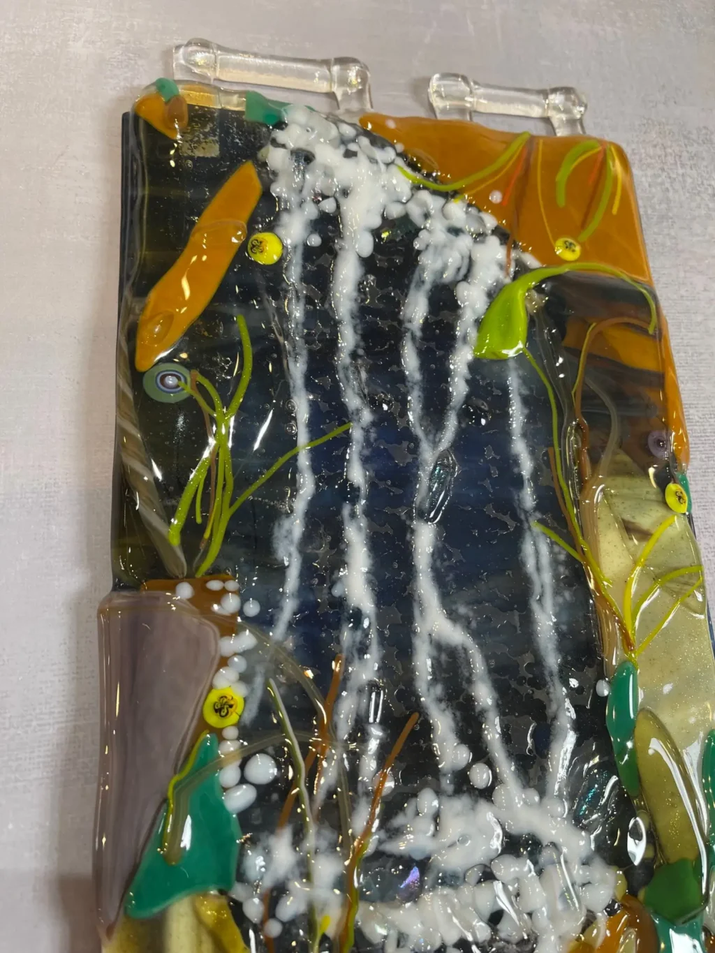 Waterfall 6″ x 10″ Wall Art - Fused Glass