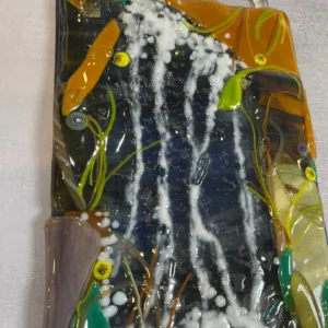 Waterfall 6″ x 10″ Wall Art - Fused Glass