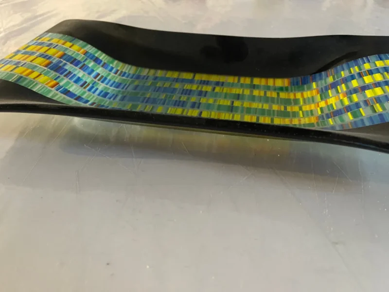 Tray - Black with Strips of Yellow, Green, Blue and Red 12" x 6" - Image 3