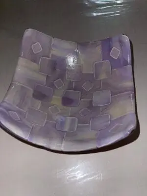 Purple and White Square Dish 8" x 8" - Image 2