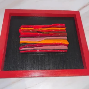 Red Tone Color Flow 11″ x 10″ - Fused Glass