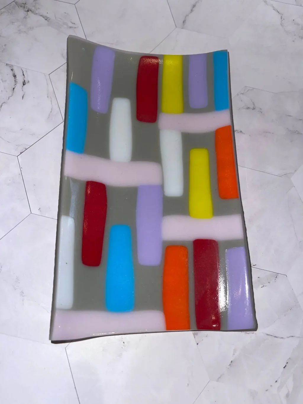 Multi-colored tray 7.5″ x 4.5″ - Fused Glass