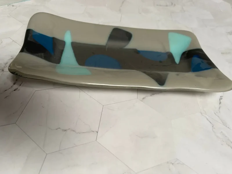 Grey and Blue Tray - Fused Glass