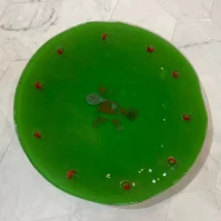 Green Santa Plate - Fused Glass