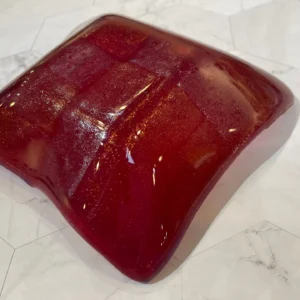 Iridescent Red Dish 5.5″ Square - Fused Glass