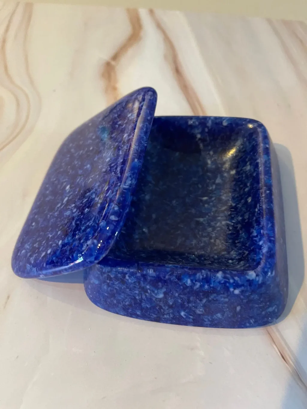 Cobalt Blue Box for Your Wishes and Dreams 4″ x 3-1/2″ - Fused Glass