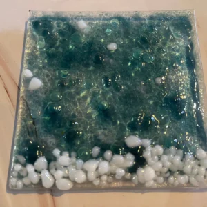 Ocean Bubbles Table Art 4″ x 4″ - Fused Glass