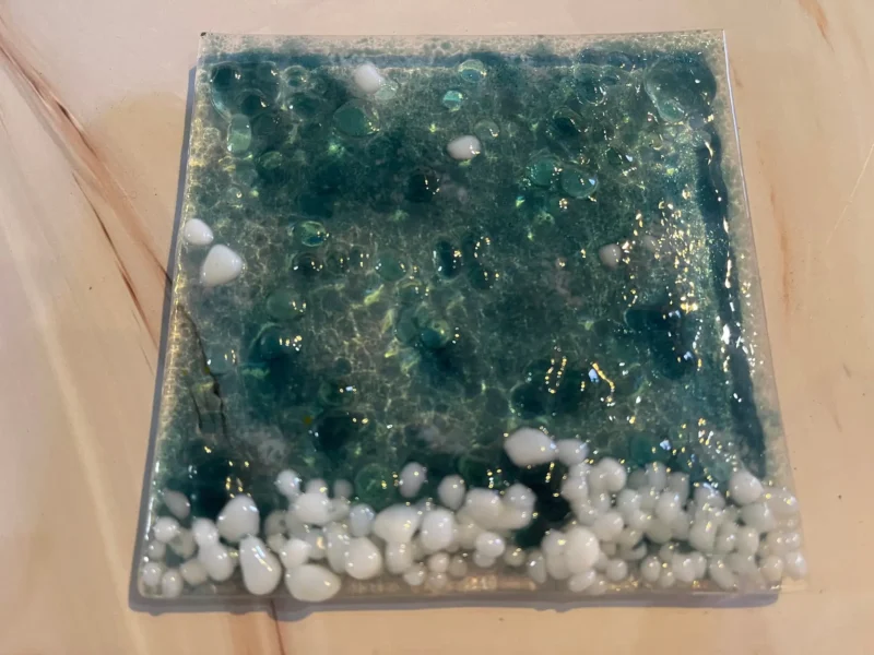 Ocean Bubbles Table Art 4″ x 4″ - Fused Glass
