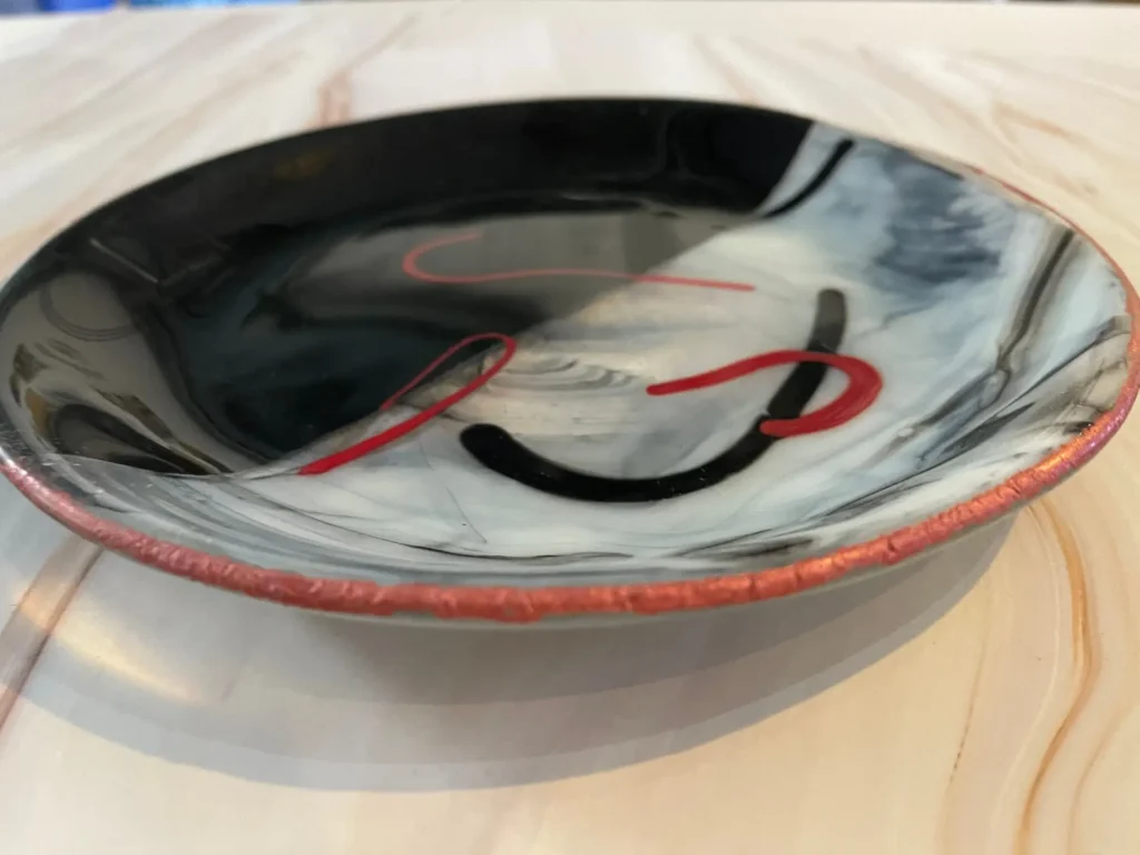 Plate - Black, White, Gray and Red 9" - Image 2