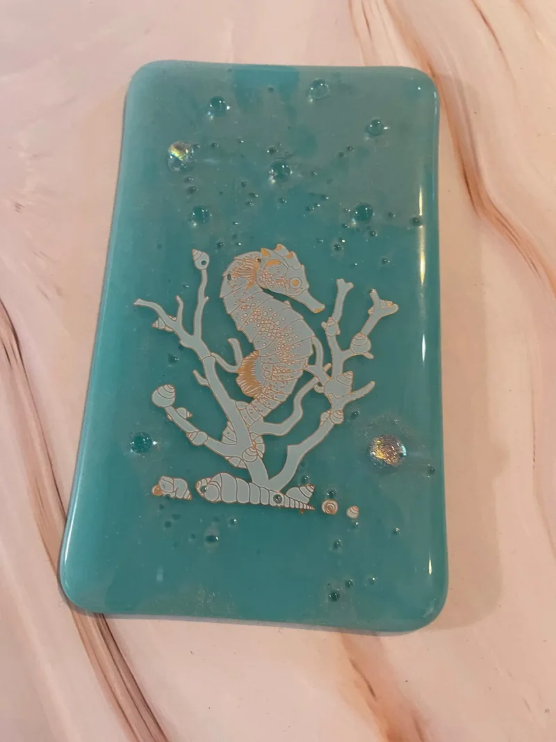 Seahorse Table Art 4″ x 6.5″ - Fused Glass